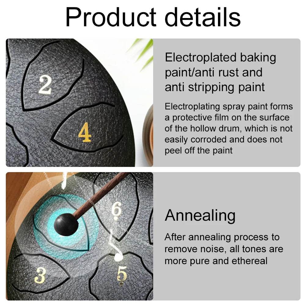 8 Inch 11 Notes Hand Pan Drum with Drum Mallets Carry Bag Finger Picks Stickers Rain Drum Instrument F Key for Meditation Yoga - Sleep Galleria