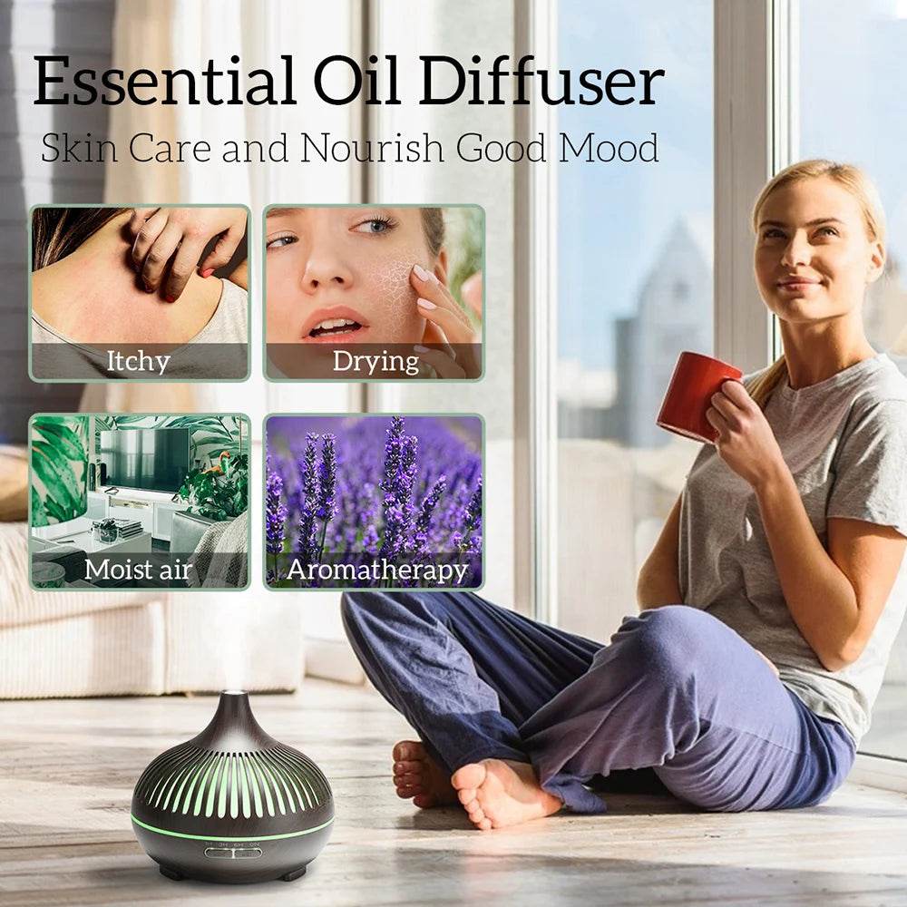 Air Humidifier Essential Oil Diffuser 500ML With Lights Remote Control Ultrasound Electric Aromatherapy Diffuser - Omega Lifestyles