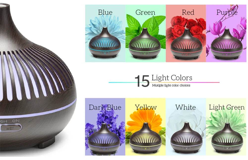 Air Humidifier Essential Oil Diffuser 500ML With Lights Remote Control Ultrasound Electric Aromatherapy Diffuser - Omega Lifestyles