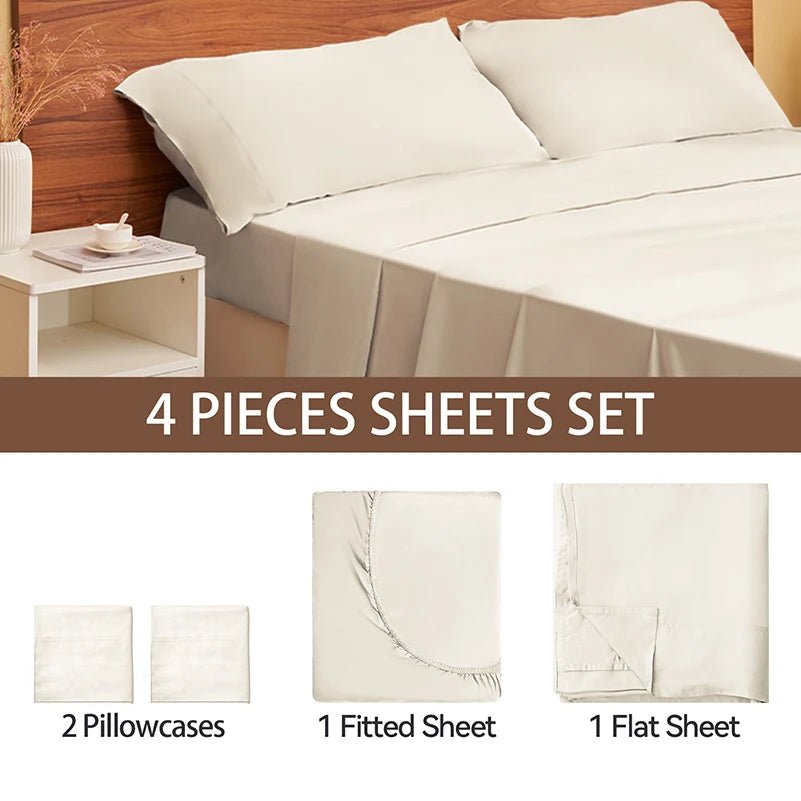 Bamboo Sheets 100% Bamboo Viscose Derived from Bamboo 3/4 - Piece Bed Sheet Set Silky Soft Cooling Deep Pocket Up to 16" - Sleep Galleria - Sleep Galleria