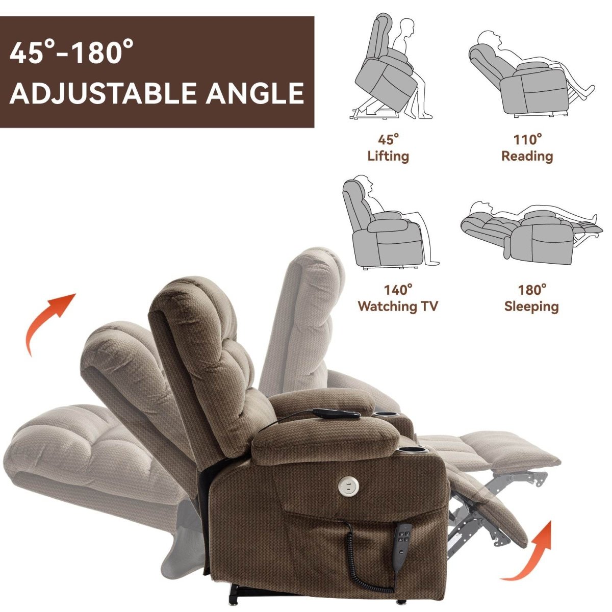 Brown Dual Motor Infinite Position Up to 350 LBS - Sleep Galleria