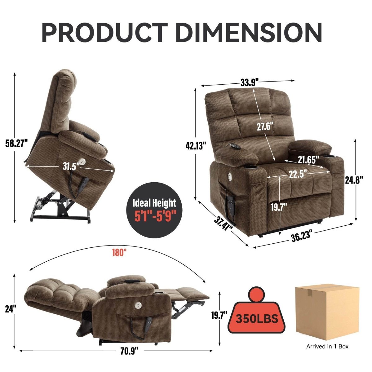 Brown Dual Motor Infinite Position Up to 350 LBS - Sleep Galleria
