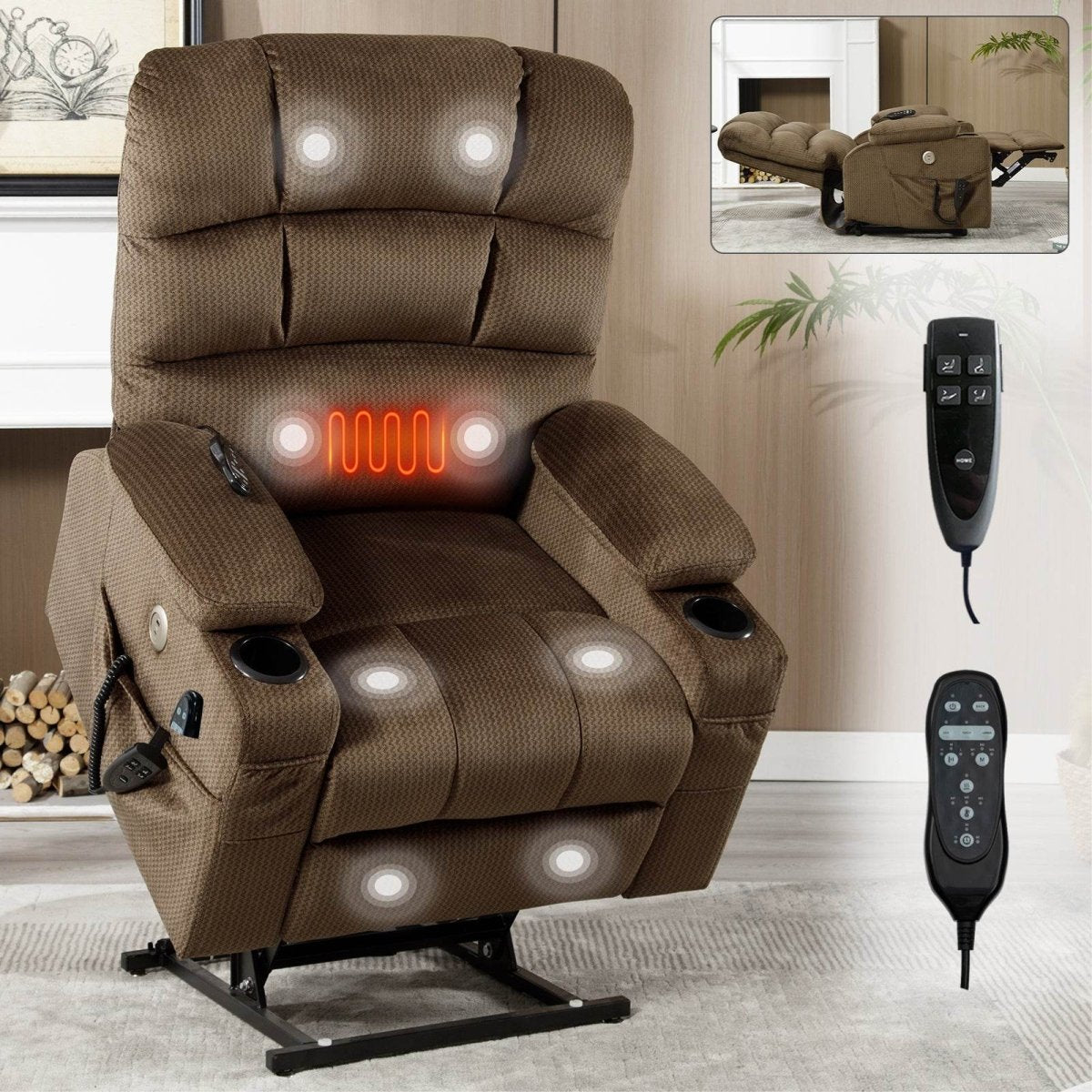 Brown Dual Motor Infinite Position Up to 350 LBS - Sleep Galleria