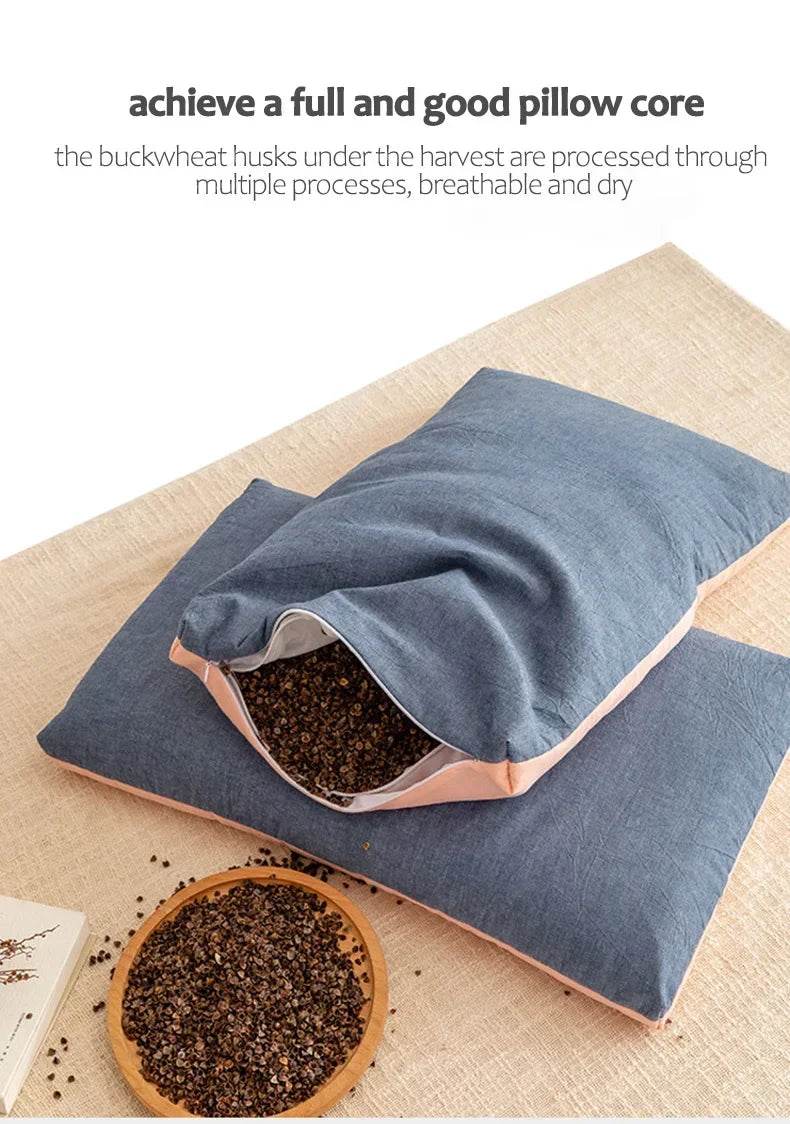 Buckwheat Pillows 100% Organic Coarse Cloth Package Organic Buckwheat Hulls Natural Cooling Technology and Relieve Cervical Pain - Sleep Galleria