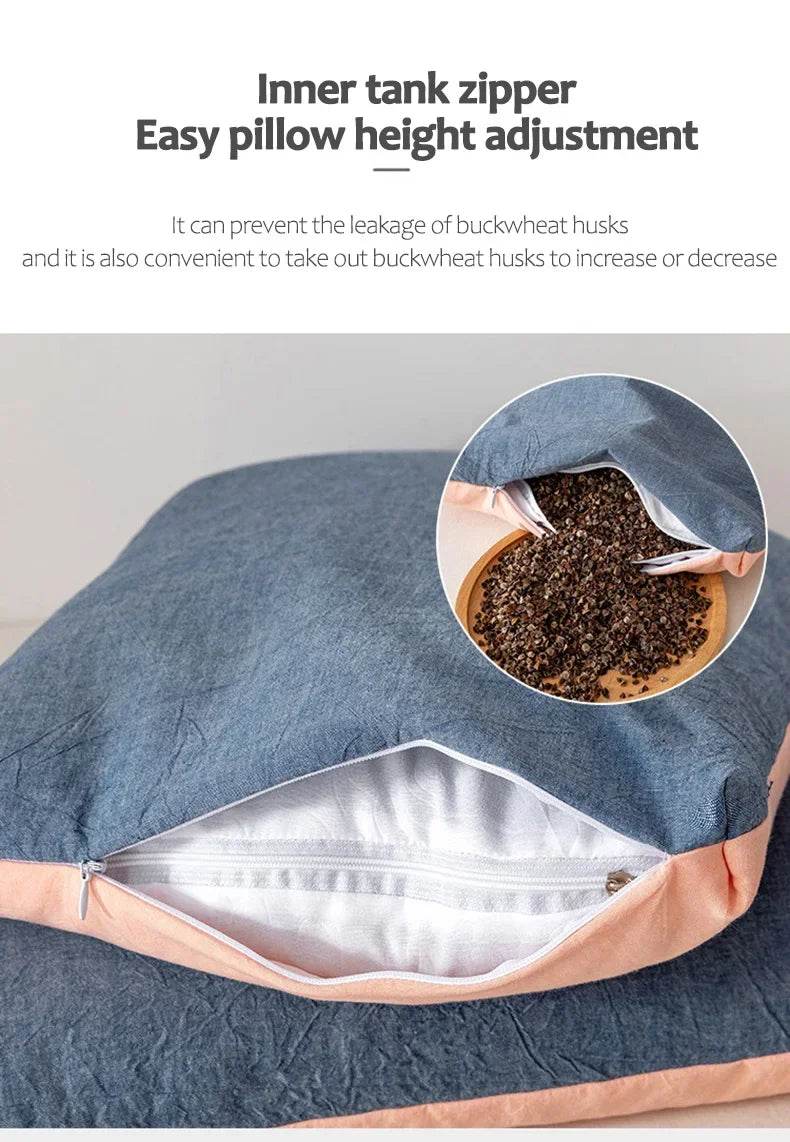 Buckwheat Pillows 100% Organic Coarse Cloth Package Organic Buckwheat Hulls Natural Cooling Technology and Relieve Cervical Pain - Sleep Galleria