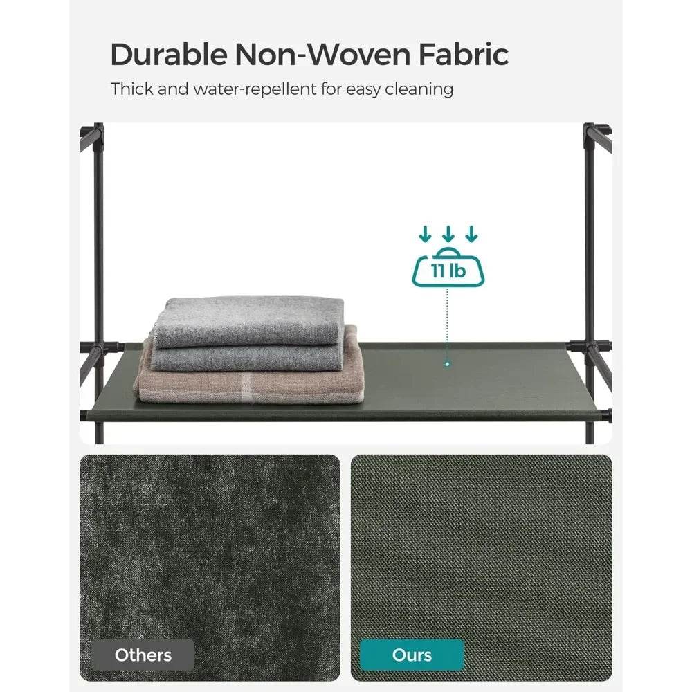 Closet Wardrobe, Portable Closet for Bedroom, Clothes Rail with Non-Woven Fabric Cover, Clothes Storage Organizer - Omega Lifestyles