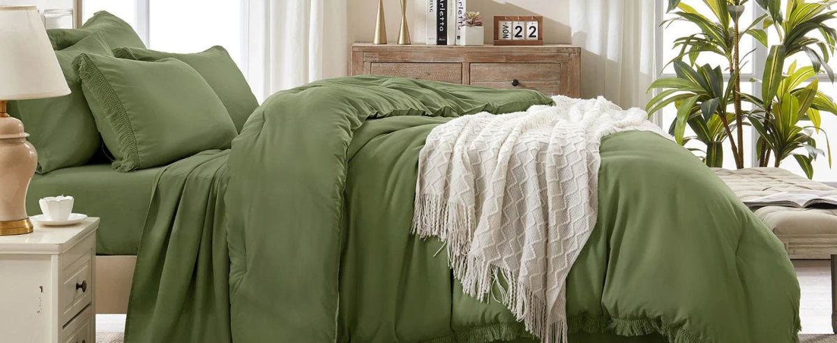 Comforter Set King Size, with Sheets 7 Pieces Boho Tassel Bed in a Bag Soft Lightweight Bedding Sets, All Season Fringe Bed Set - Omega Lifestyles