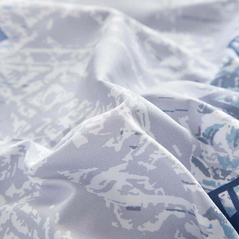 Duvet Cover Set, Bohemian Aztec Blue White Cream Bohemian Geometric Duvet Cover Set, Super Soft Lightweight 3 Piece Bedding Set - Sleep Galleria