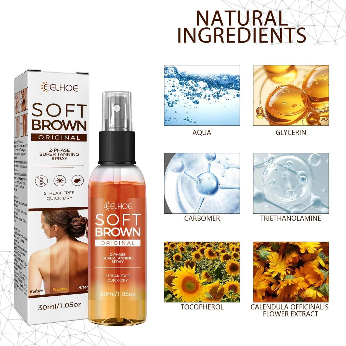 EELHOE Dark Skin Spray Quickly Self Tanning Auxiliary Agent Natural Extract Ingredients Gentle Body Essential Oil Beach Supplies - Sleep Galleria