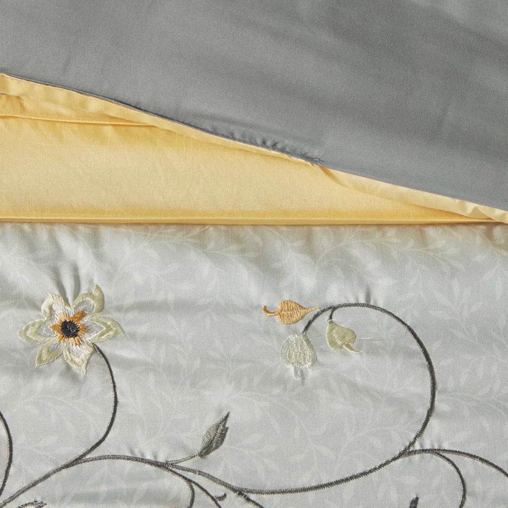 Embroidered 7 Piece Comforter Set Yellow Queen - Sleep Galleria