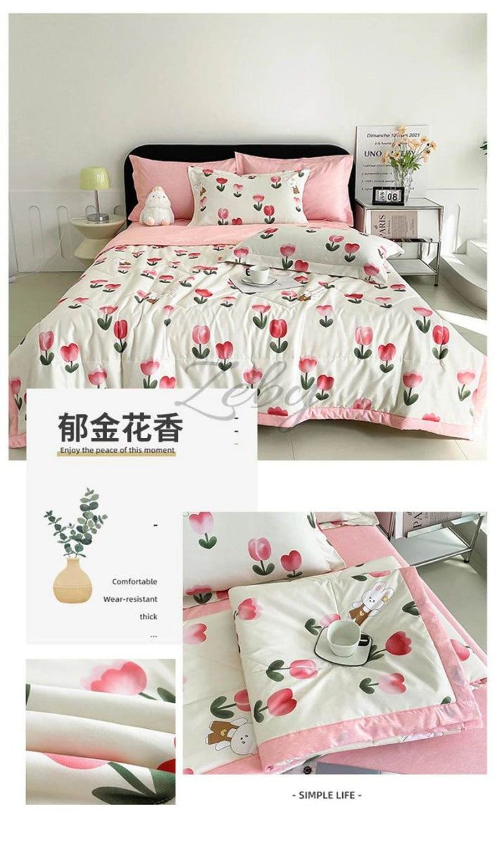 Fashion Skin-friendly Summer Cool Blanket Comfortable Lightweight Air Condition Comforter Machine Washable Quilt for Adults Kid - Sleep Galleria