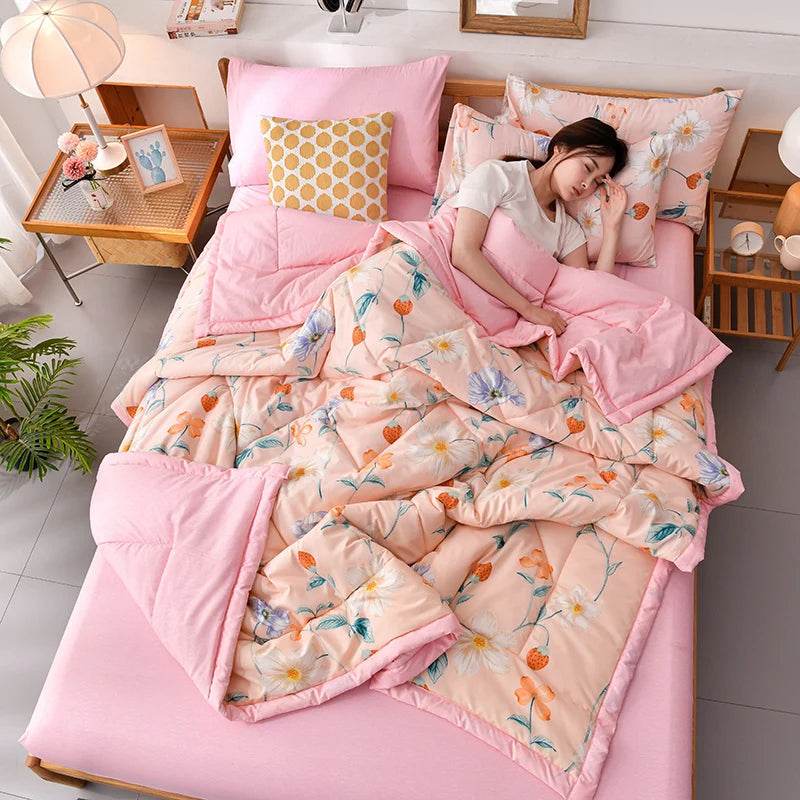 Fashion Skin-friendly Summer Cool Blanket Comfortable Lightweight Air Condition Comforter Machine Washable Quilt for Adults Kid - Sleep Galleria