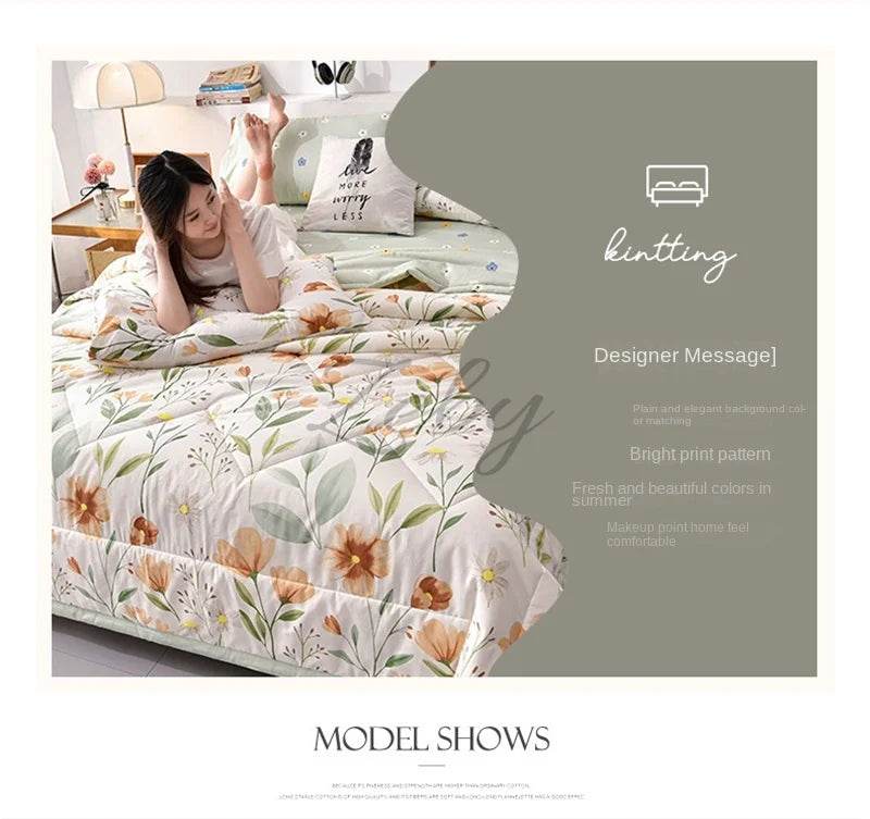 Fashion Skin-friendly Summer Cool Blanket Comfortable Lightweight Air Condition Comforter Machine Washable Quilt for Adults Kid - Sleep Galleria