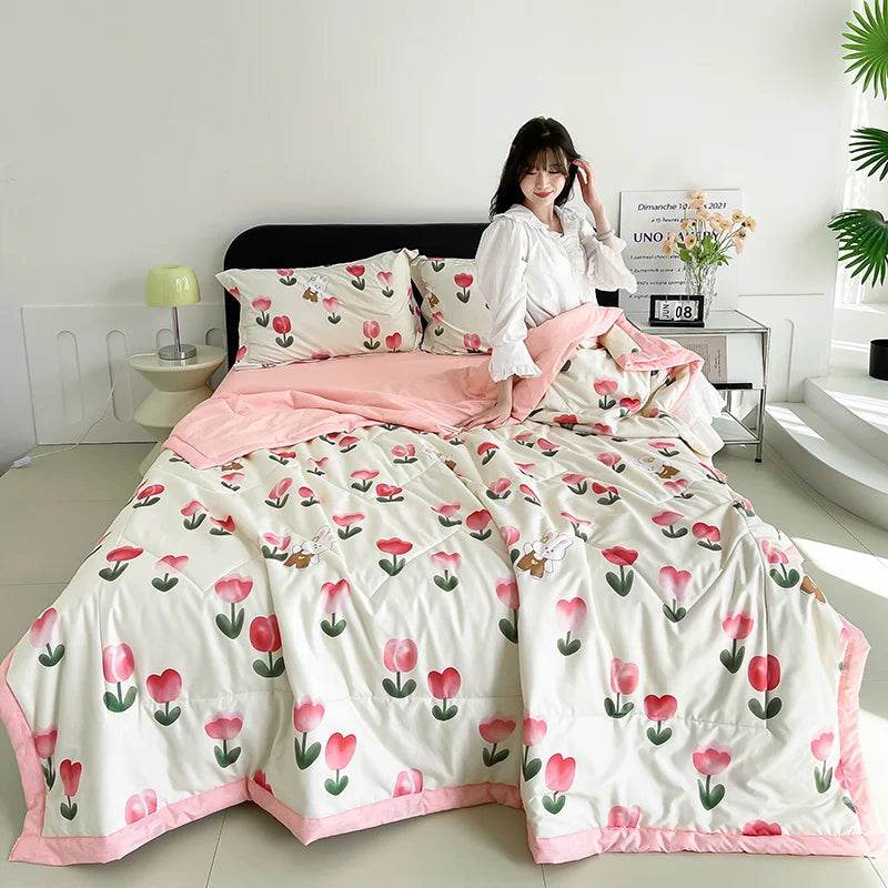 Fashion Skin-friendly Summer Cool Blanket Comfortable Lightweight Air Condition Comforter Machine Washable Quilt for Adults Kid - Sleep Galleria