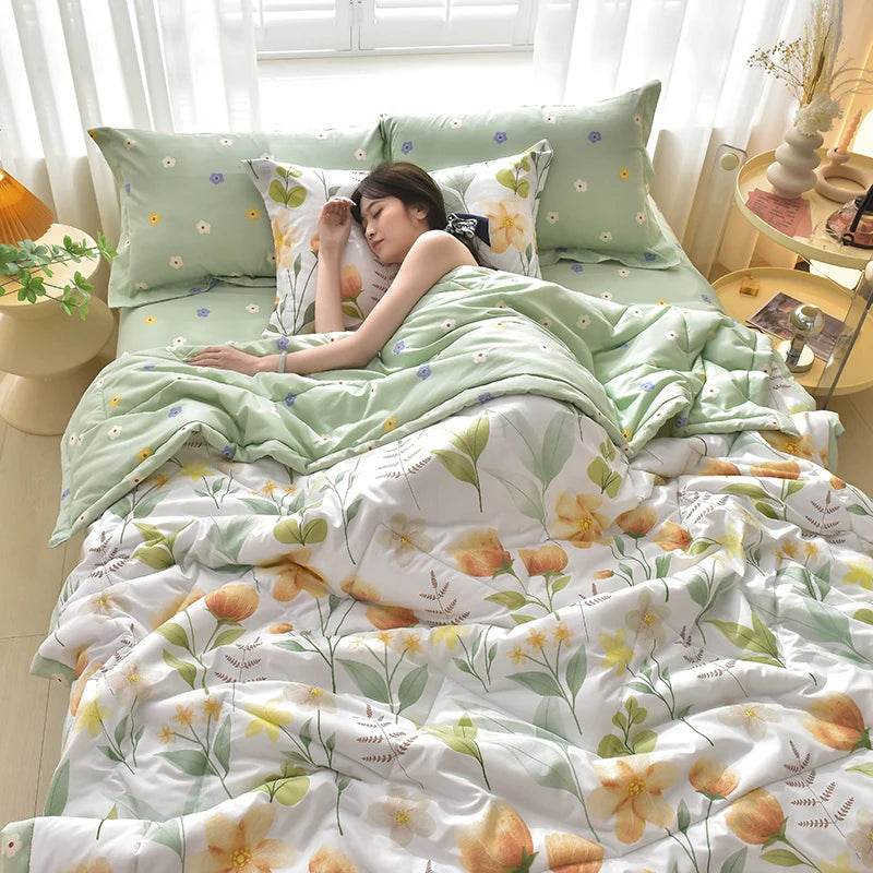 Fashion Skin-friendly Summer Cool Blanket Comfortable Lightweight Air Condition Comforter Machine Washable Quilt for Adults Kid - Sleep Galleria