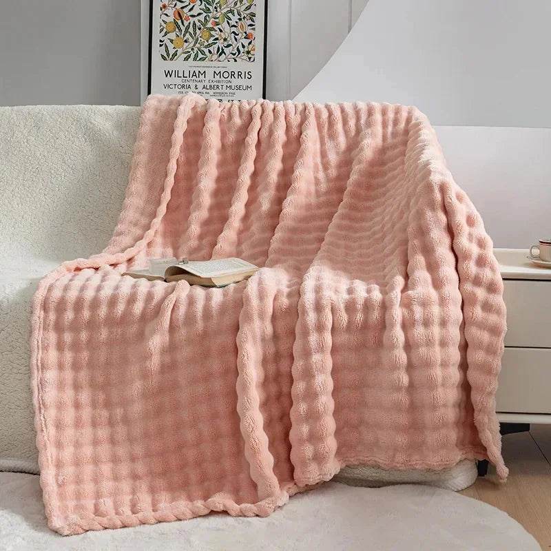 Flannel Fleece Blanket Adult Children Soft Warm Throw Blanket Bed Covers Simple Solid Color Sofa Breathable Bedspreads - Sleep Galleria