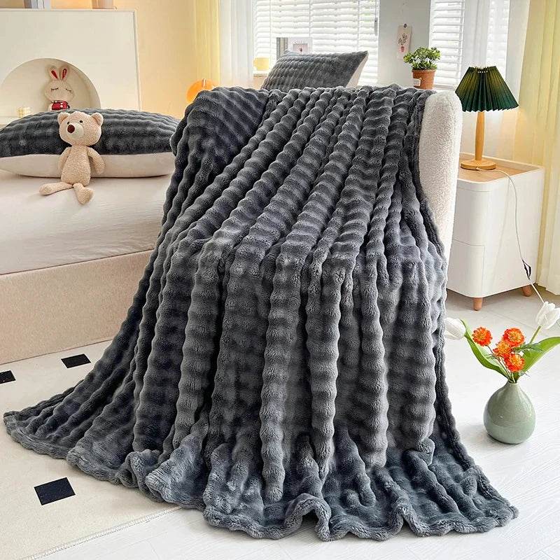 Flannel Fleece Blanket Adult Children Soft Warm Throw Blanket Bed Covers Simple Solid Color Sofa Breathable Bedspreads - Sleep Galleria