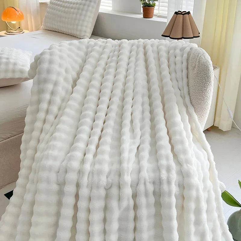 Flannel Fleece Blanket Adult Children Soft Warm Throw Blanket Bed Covers Simple Solid Color Sofa Breathable Bedspreads - Sleep Galleria