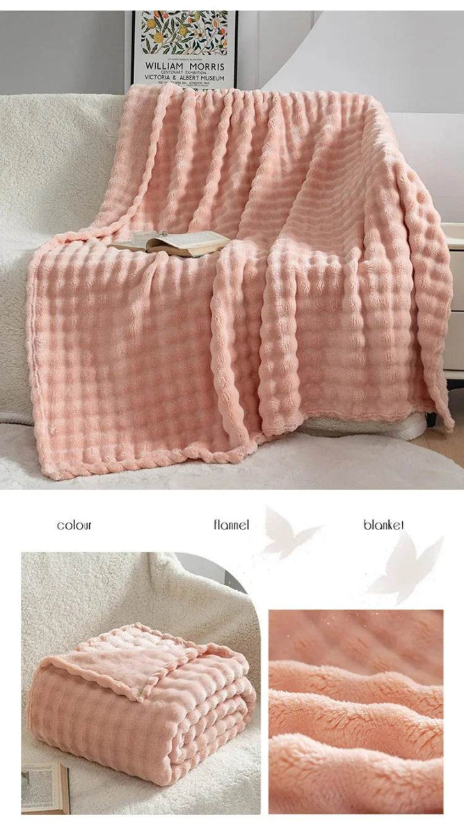 Flannel Fleece Blanket Adult Children Soft Warm Throw Blanket Bed Covers Simple Solid Color Sofa Breathable Bedspreads - Sleep Galleria