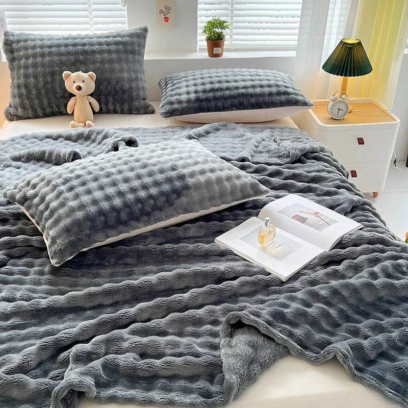 Flannel Fleece Blanket Adult Children Soft Warm Throw Blanket Bed Covers Simple Solid Color Sofa Breathable Bedspreads - Sleep Galleria