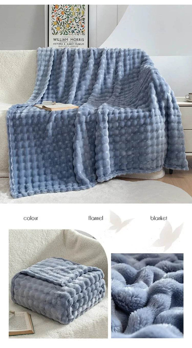 Flannel Fleece Blanket Adult Children Soft Warm Throw Blanket Bed Covers Simple Solid Color Sofa Breathable Bedspreads - Sleep Galleria