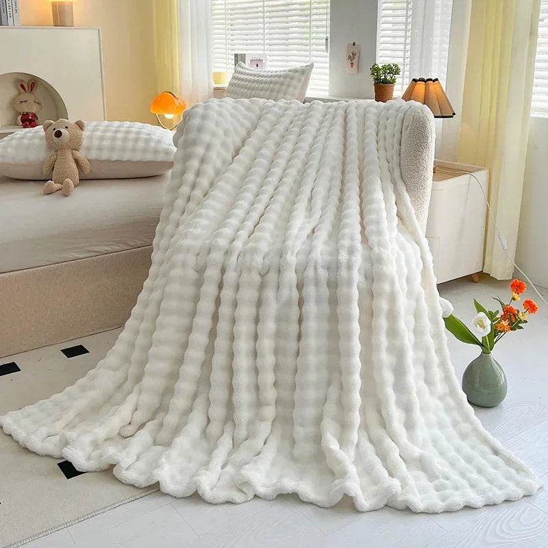 Flannel Fleece Blanket Adult Children Soft Warm Throw Blanket Bed Covers Simple Solid Color Sofa Breathable Bedspreads - Sleep Galleria