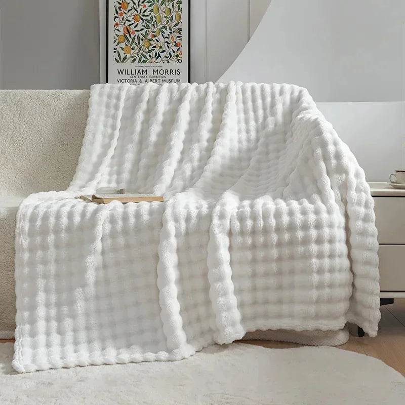 Flannel Fleece Blanket Adult Children Soft Warm Throw Blanket Bed Covers Simple Solid Color Sofa Breathable Bedspreads - Sleep Galleria