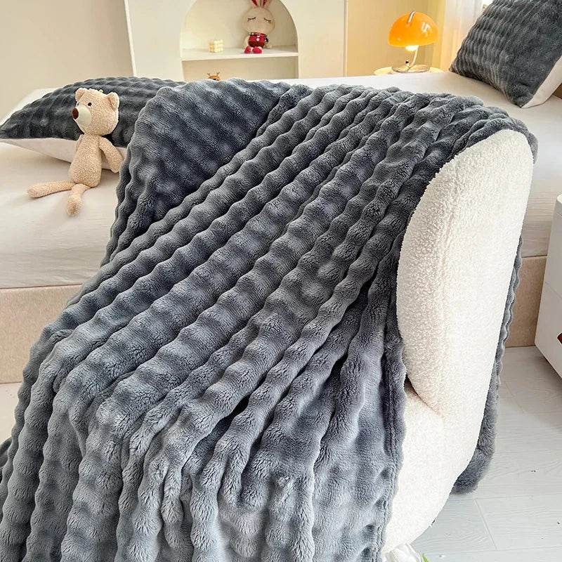 Flannel Fleece Blanket Adult Children Soft Warm Throw Blanket Bed Covers Simple Solid Color Sofa Breathable Bedspreads - Sleep Galleria