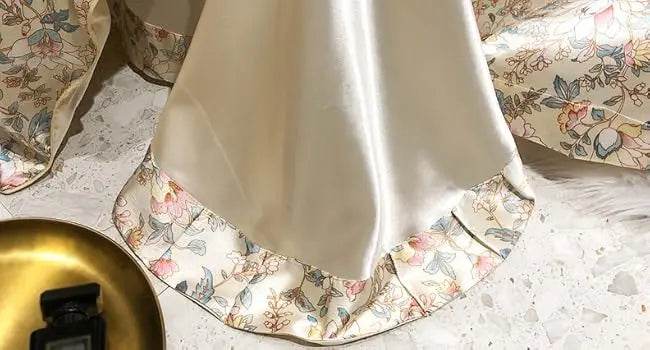 Floral Duvet Cover King Size, with Flat Sheet, 4 Pieces Satin Soft Bedding, 1 Breathable Duvet Cover 104x90 Inches, Bedding Set - Omega Lifestyles