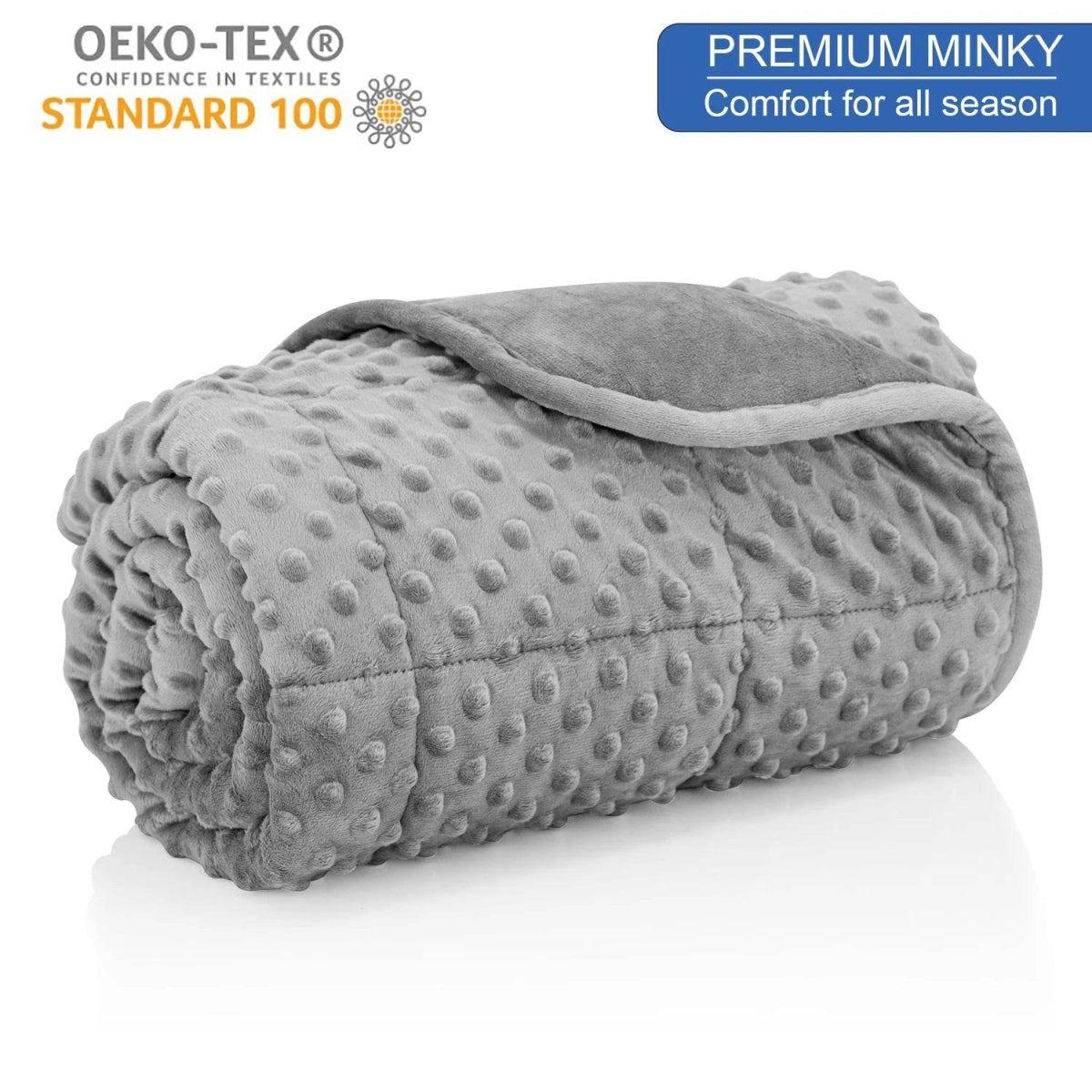 Gray Casual Weighted Blanket Twin for Adults Stress Insomnia Anxiety Heavy Thickened Blanket with Premium Glass Beads - Sleep Galleria