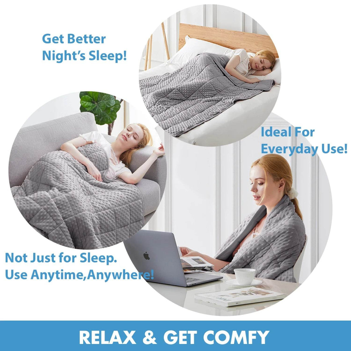 Gray Casual Weighted Blanket Twin for Adults Stress Insomnia Anxiety Heavy Thickened Blanket with Premium Glass Beads - Sleep Galleria