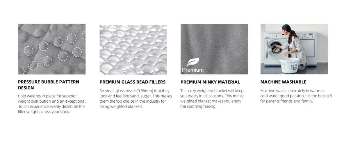 Gray Casual Weighted Blanket Twin for Adults Stress Insomnia Anxiety Heavy Thickened Blanket with Premium Glass Beads - Sleep Galleria