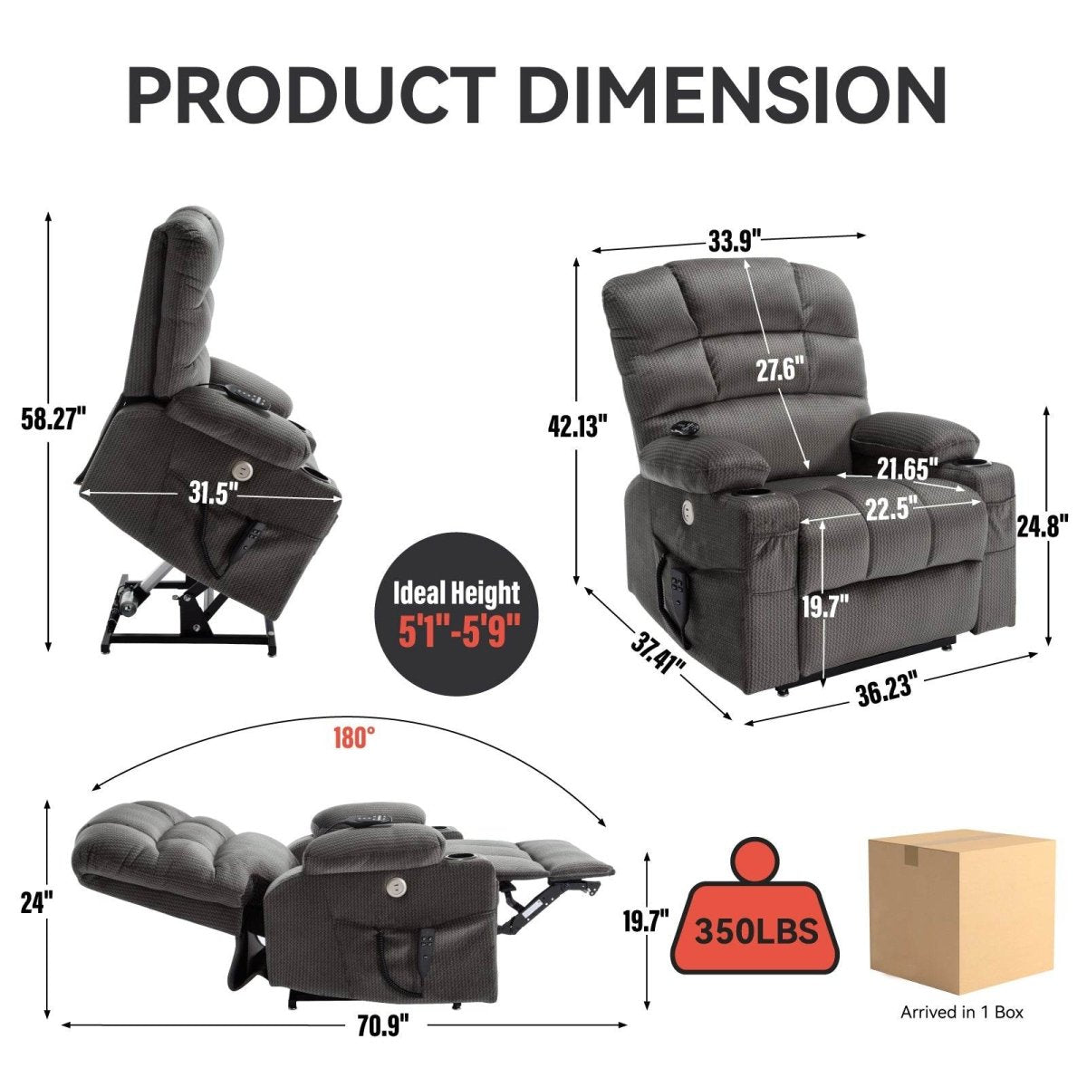 Grey Dual Motor Infinite Position Up to 350 LBS - Sleep Galleria