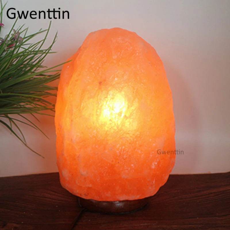 Himalayan Rock Crystal Salt Lamp LED Night Light Hand Carved Wooden Base Stand Light Air Purifier Bedroom Home Decor Luminaria - Sleep Galleria