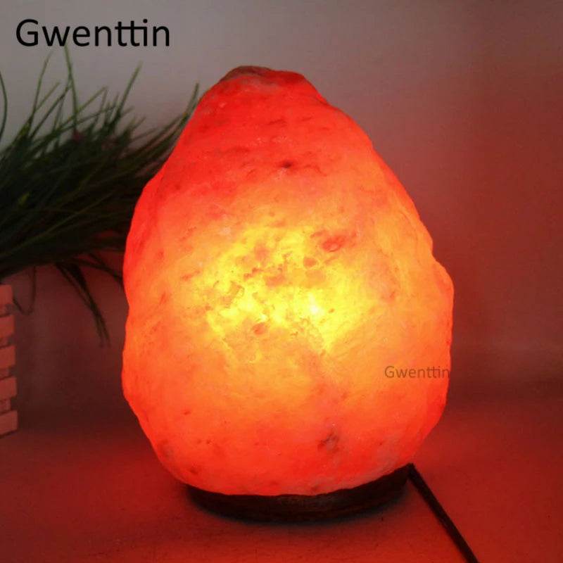 Himalayan Rock Crystal Salt Lamp LED Night Light Hand Carved Wooden Base Stand Light Air Purifier Bedroom Home Decor Luminaria - Sleep Galleria