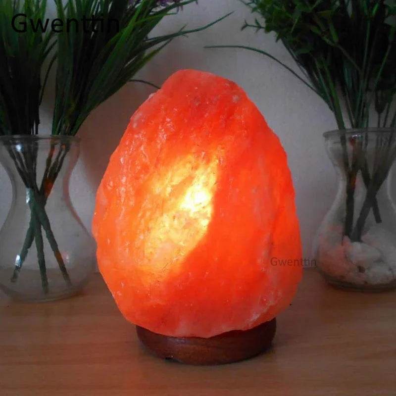 Himalayan Rock Crystal Salt Lamp LED Night Light Hand Carved Wooden Base Stand Light Air Purifier Bedroom Home Decor Luminaria - Sleep Galleria