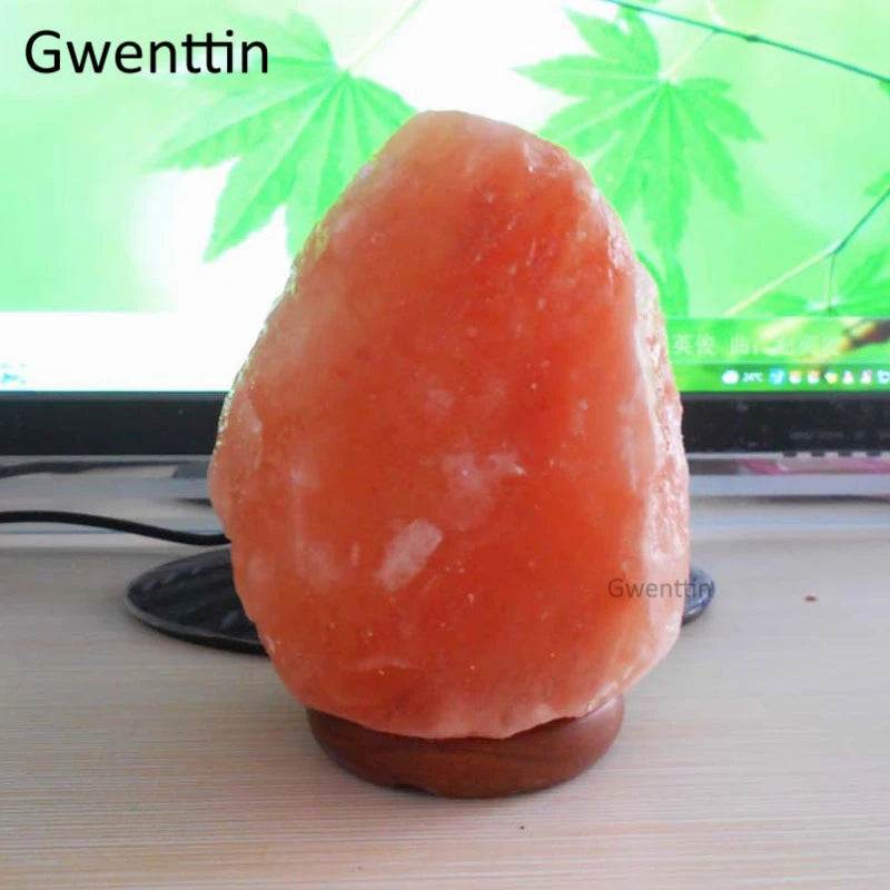Himalayan Rock Crystal Salt Lamp LED Night Light Hand Carved Wooden Base Stand Light Air Purifier Bedroom Home Decor Luminaria - Sleep Galleria