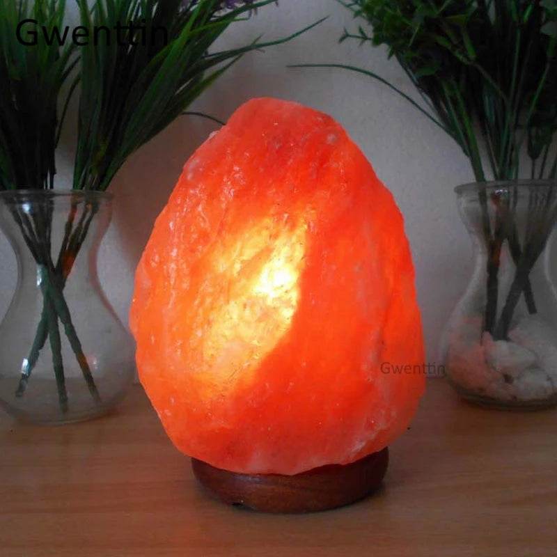 Himalayan Rock Crystal Salt Lamp LED Night Light Hand Carved Wooden Base Stand Light Air Purifier Bedroom Home Decor Luminaria - Sleep Galleria