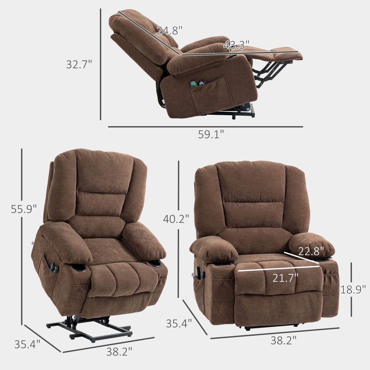 HOMCOM Power Lift Recliner Chair - Sleep Galleria