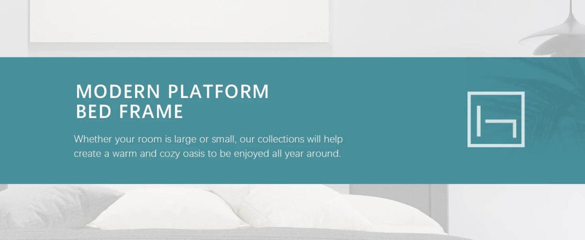 HOOMIC Modern Faux Leather Bed Frame with Iron Pieces Decor, Low Profile Platform Bed with Height-Adjustable Headboard - Sleep Galleria