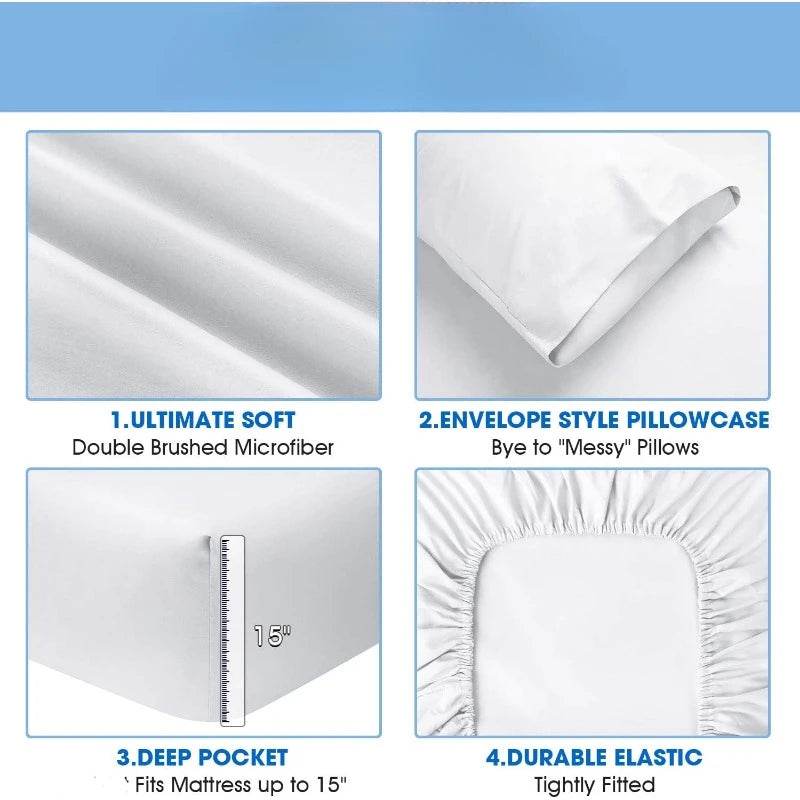 Hotel Luxury Bed Sheets Set 6 Piece(King, White) - Super Soft 1800 Thread Count, Wrinkle & Fade Resistant - Sleep Galleria