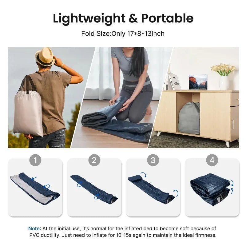 iDOO Air Mattress, Inflatable Airbed with Built - in Pump for Guest Home Camping Travel, 550lb Max, (Twin Size 18") - Sleep Galleria - Sleep Galleria