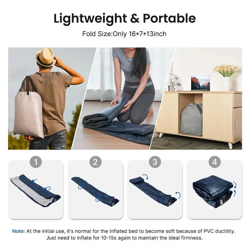 iDOO Air Mattress, Inflatable Airbed with Built - in Pump for Guest Home Camping Travel, 550lb Max, (Twin Size 18") - Sleep Galleria - Sleep Galleria