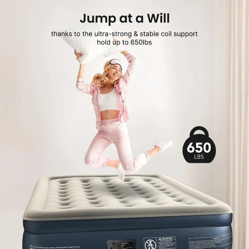 iDOO Air Mattress, Inflatable Airbed with Built - in Pump for Guest Home Camping Travel, 550lb Max, (Twin Size 18") - Sleep Galleria - Sleep Galleria