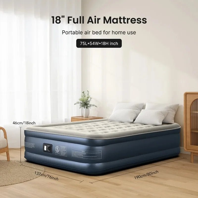 iDOO Air Mattress, Inflatable Airbed with Built - in Pump for Guest Home Camping Travel, 550lb Max, (Twin Size 18") - Sleep Galleria - Sleep Galleria