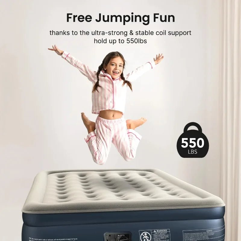 iDOO Air Mattress, Inflatable Airbed with Built - in Pump for Guest Home Camping Travel, 550lb Max, (Twin Size 18") - Sleep Galleria - Sleep Galleria
