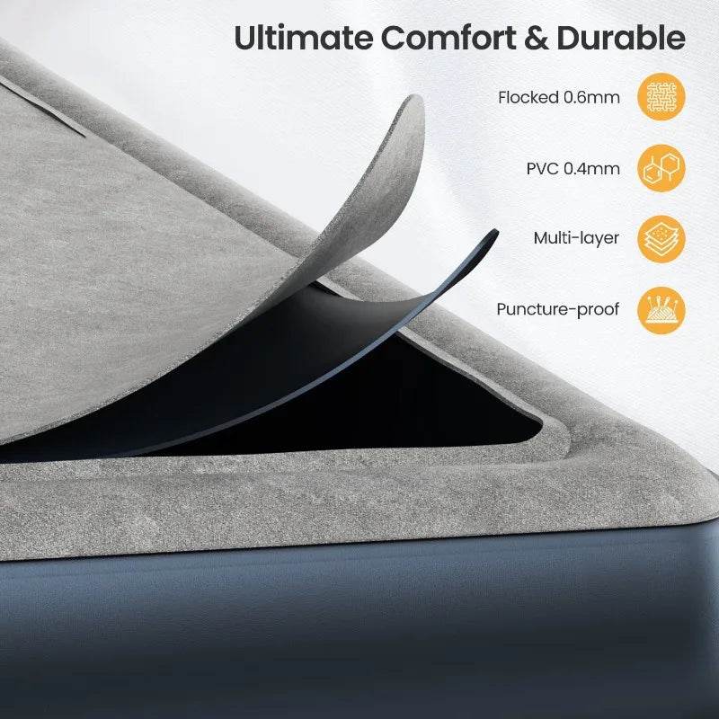 iDOO Queen Size Air Mattress, Inflatable Airbed with Built-in Pump, 650lb MAX - Sleep Galleria