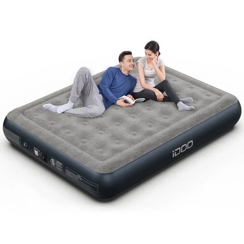 iDOO Queen Size Air Mattress, Inflatable Airbed with Built-in Pump, 650lb MAX - Sleep Galleria