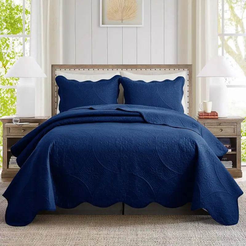 Imperial Homeware 3 Pcs Quilt Bedding Set Reversible Microfiber Coverlet with Pillow Shams case for Summer - Omega Lifestyles