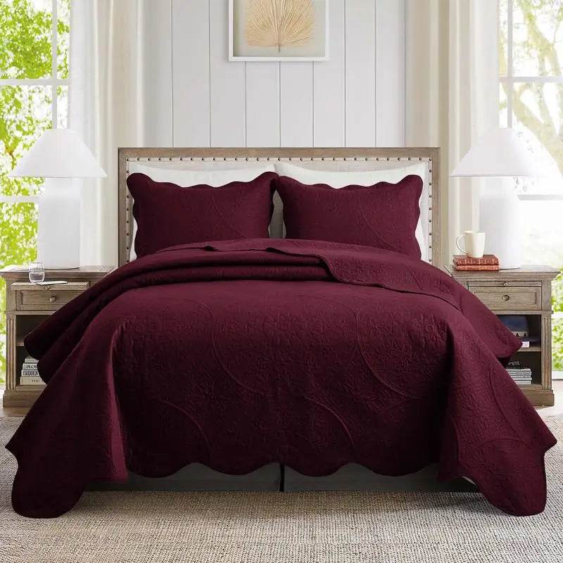 Imperial Homeware 3 Pcs Quilt Bedding Set Reversible Microfiber Coverlet with Pillow Shams case for Summer - Omega Lifestyles